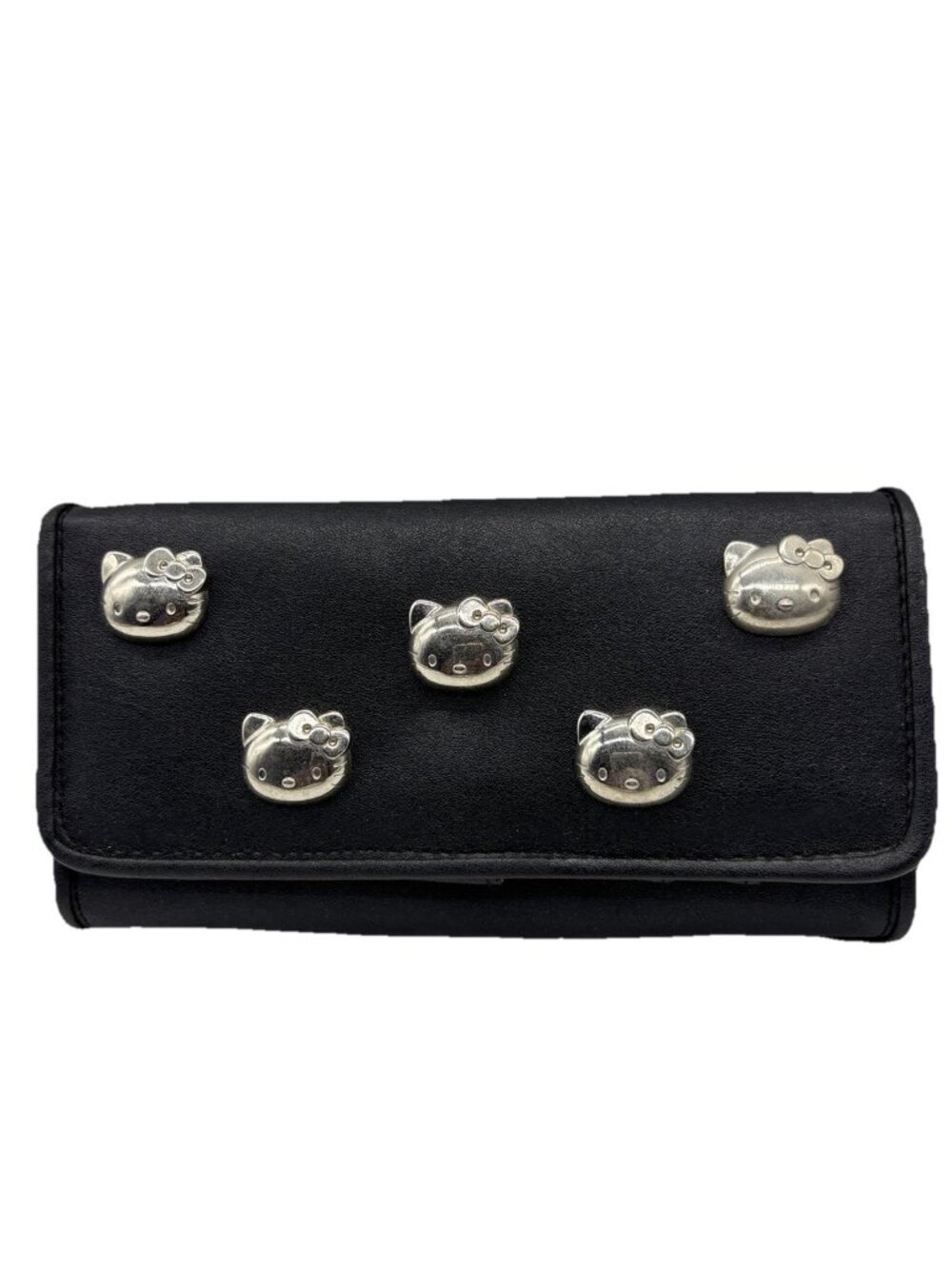 Rare Vintage HELLO KITTY Black Embossed Studded Kitty Faces Sanrio Y2K